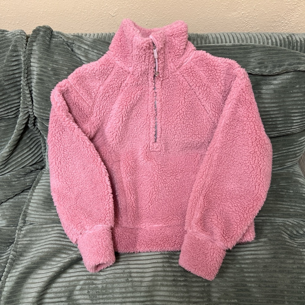 Plush Pink Sherpa Quarter-Zip Pullover